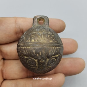 Exquisite and Rare Bronze Animal Face Pattern Bell Ornament Handcrafted from China Antique Collection