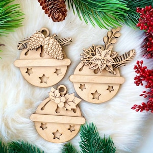 Jingle Bell Ornament Set of 6 SVG Digital Download for Glowforge,Christmas Ornament Kit,Laser Cut File,Christmas Ornament Bundle SVG File