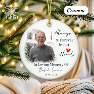 Custom Photo Memorial Ornament: Dad Remembrance Ceramic Ornament