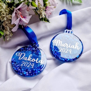 Personalized Glitter Resin Ornament: Handmade Christmas Decoration, Family Gift