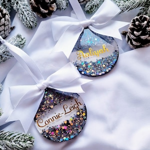 Personalized Glitter Resin Christmas Bauble: Handmade Ornament