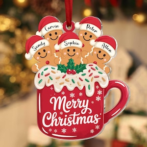 Personalized Gingerbread Family Ornament 2025: Custom Resin Christmas Keepsake
