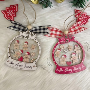 Custom Family Ornament 2025, Personalized Gingerbread Christmas Ornaments with Pets & Names, Xmas Shaker Keepsake, Family Keepsake Christmas