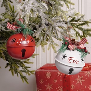 Custom Christmas Jingle Bell,Personalized Christmas Tree Ornament,White Jingle Bell,Large metal Red Jingle Bell,Christmas Decor